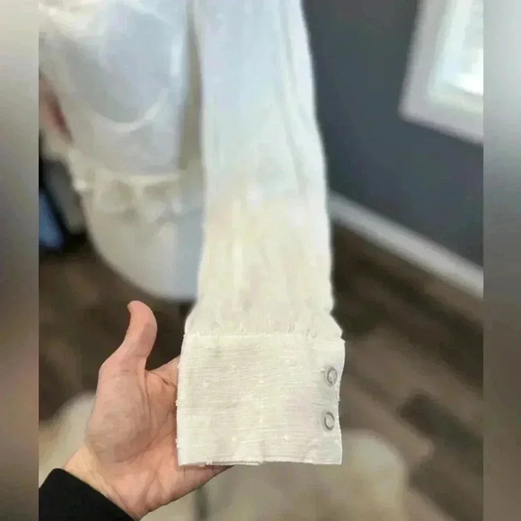 NWT Nasty Gal Cupped Square Neck Textured Crop Top White Size US 4 Long Sleeves - Picture 4 of 11